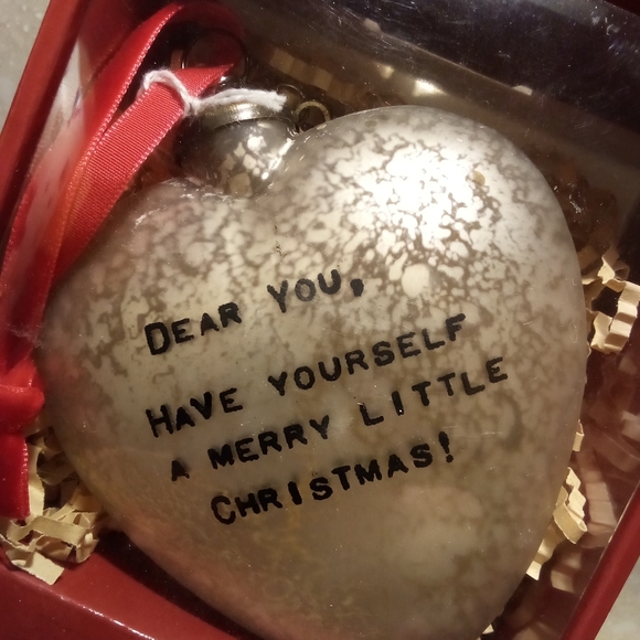 NWT Demdaco Silver Heart Ornament with Red Ribbon - Picture 2 of 4